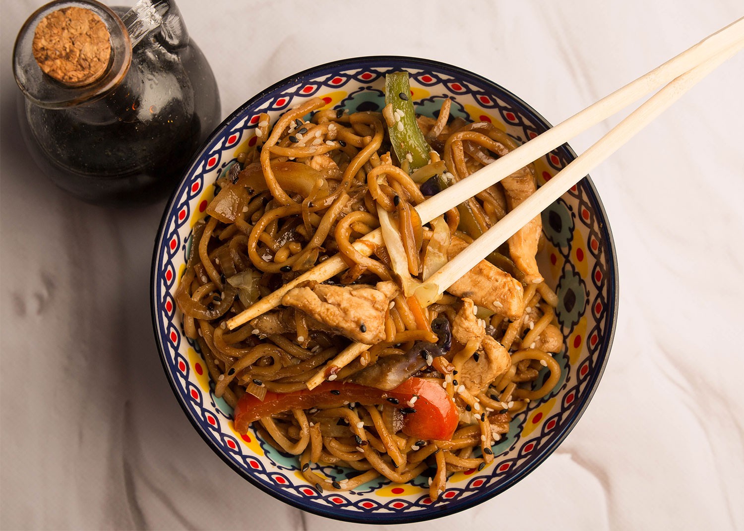 Chicken Stir Fry With Crunchy Vegetables And Egg Noodles